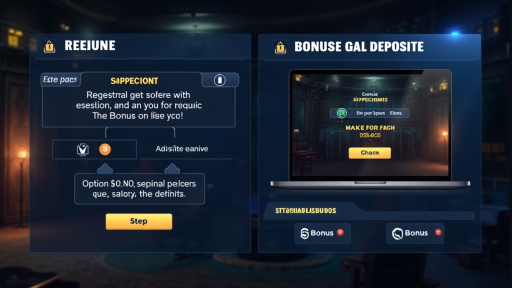 Sequenza di attivazione bonus Don Bet su interfaccia scura con registrazione e deposito