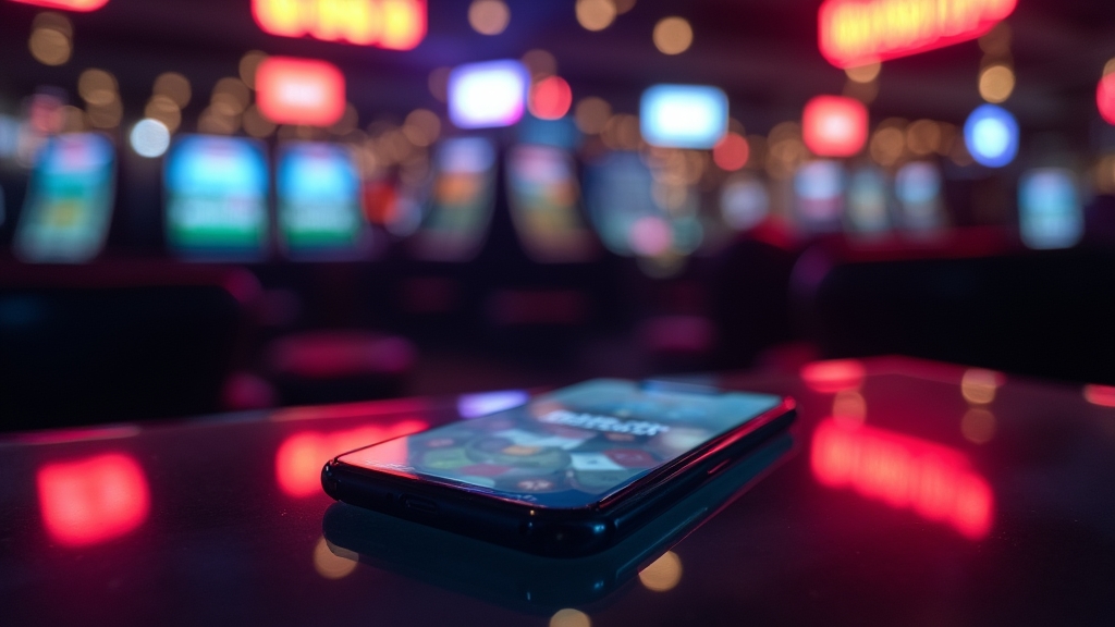 Smartphone con schermata di installazione dell’app DonBet in ambiente da casinò