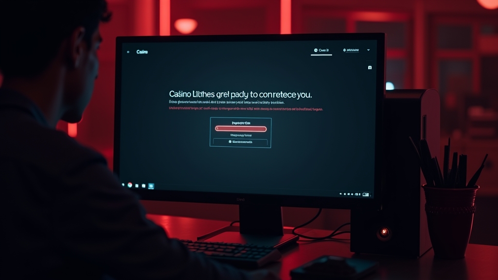 Pagina di login bloccata su monitor in un ambiente scuro