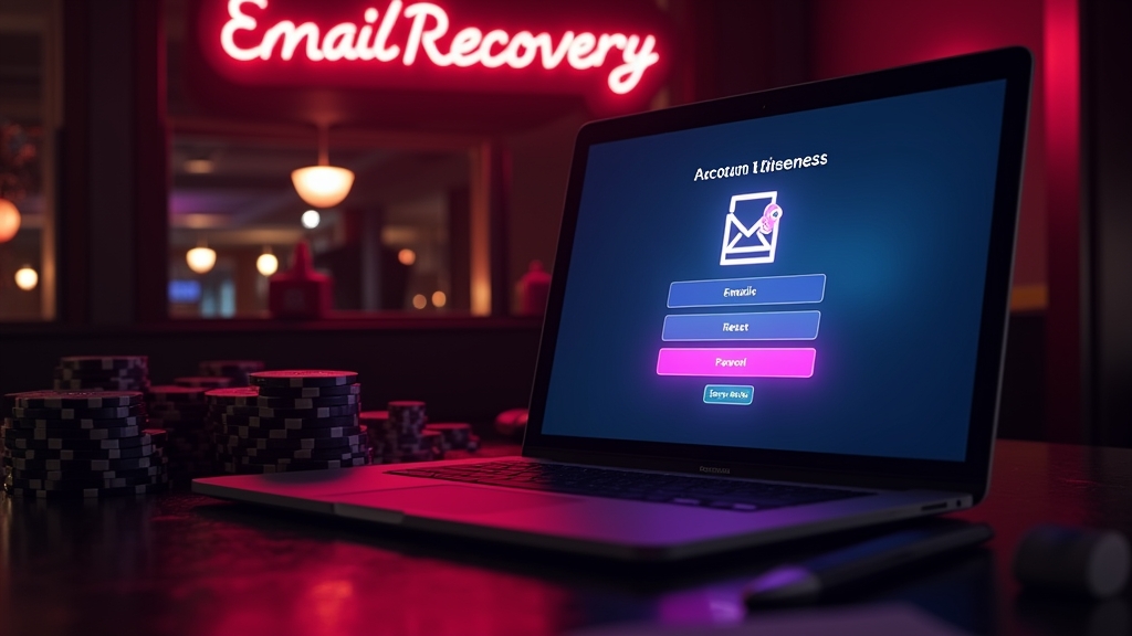Schermo di recupero password con email di reset in un ambiente scuro